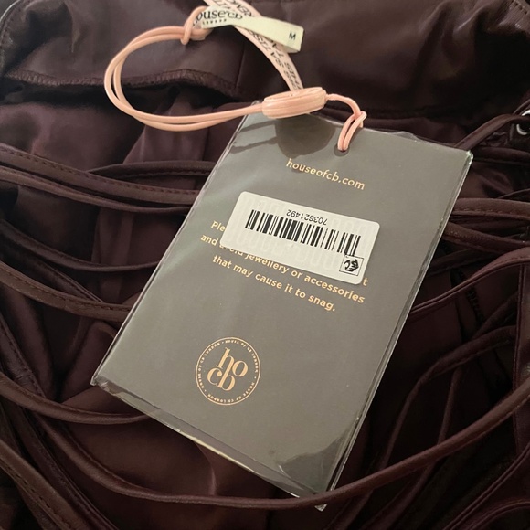 NEW House of CB Jalena Vegan Leather Lace Up Back Dress Mulberry Medium - Picture 15 of 16